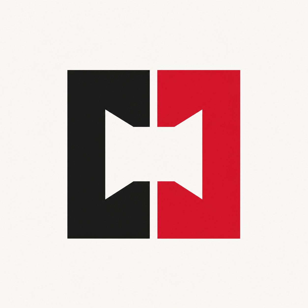 Original red and black geometric TUC logo concept on a pale background
